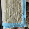 Indian Hand Block Print Cotton Quilt - Blue Marigold/Green Stripe - RhoolQuiltRhoolIndian Hand Block Print Cotton Quilt - Blue Marigold/Green Stripe