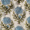 Indian Hand Block Print Cotton Quilt - Blue Marigold/Green Stripe - RhoolQuiltRhoolIndian Hand Block Print Cotton Quilt - Blue Marigold/Green Stripe
