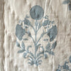 Indian Hand Block Print Cotton Quilt - Grey Blue stripe/Floral Ruffle - RhoolQuiltRhoolIndian Hand Block Print Cotton Quilt - Grey Blue stripe/Floral Ruffle