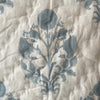 Indian Hand Block Print Cotton Quilt - Grey Blue stripe/Floral Ruffle - RhoolQuiltRhoolIndian Hand Block Print Cotton Quilt - Grey Blue stripe/Floral Ruffle