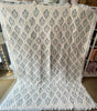 Indian Hand Block Print Cotton Quilt - Grey Blue stripe/Floral Ruffle - RhoolQuiltRhoolIndian Hand Block Print Cotton Quilt - Grey Blue stripe/Floral Ruffle