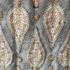 Indian Hand Block Print Cotton Quilt - Grey/Coral/Green Leaf/Stripe Ruffle - RhoolQuiltRhoolIndian Hand Block Print Cotton Quilt - Grey/Coral/Green Leaf/Stripe Ruffle
