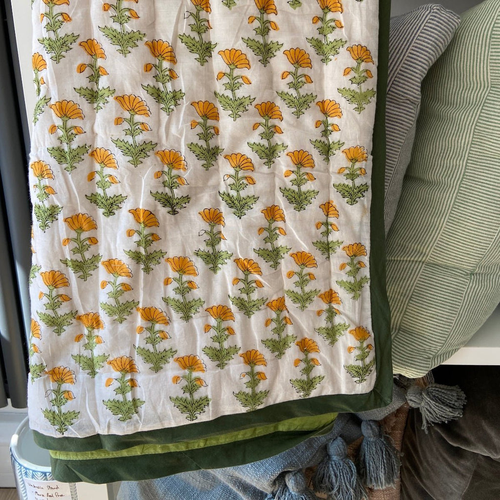 Indian Hand Block Print Cotton Quilt - Marigold - RhoolQuiltRhoolIndian Hand Block Print Cotton Quilt - Marigold