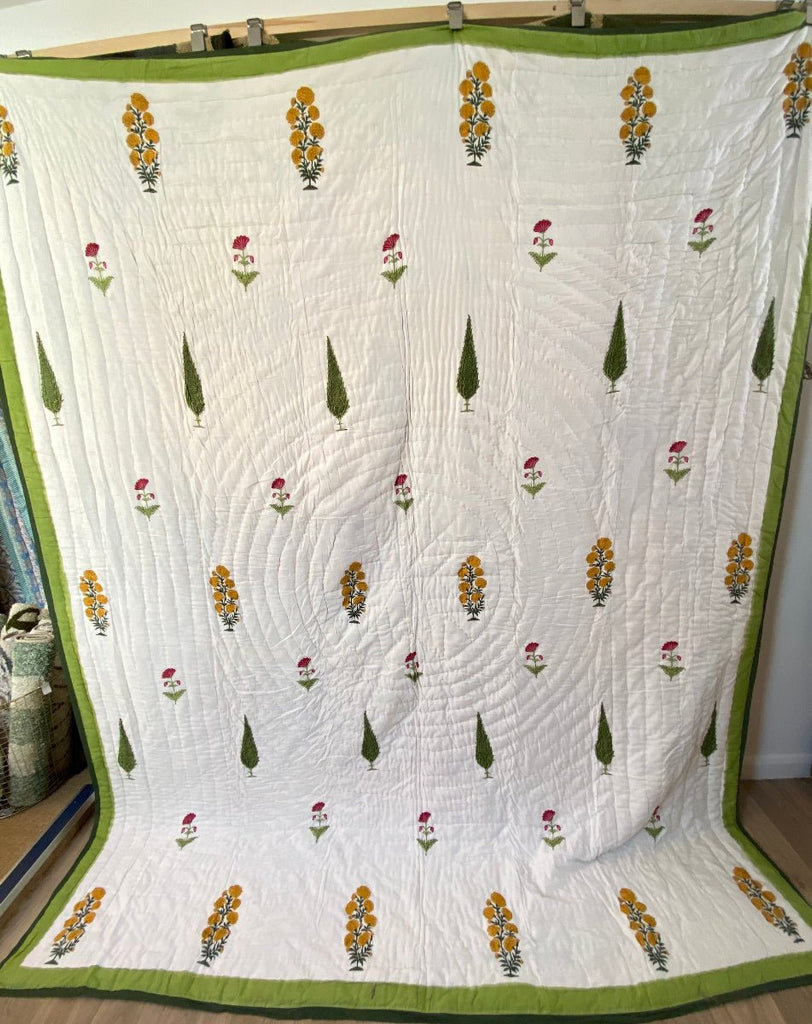 Indian Hand Block Print Cotton Quilt - Marigold - RhoolQuiltRhoolIndian Hand Block Print Cotton Quilt - Marigold