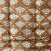 Indian Hand Block Print Cotton Quilt - Pale Terracotta/Brown Floral/Stripe Ruffle - RhoolQuiltRhoolIndian Hand Block Print Cotton Quilt - Pale Terracotta/Brown Floral/Stripe Ruffle