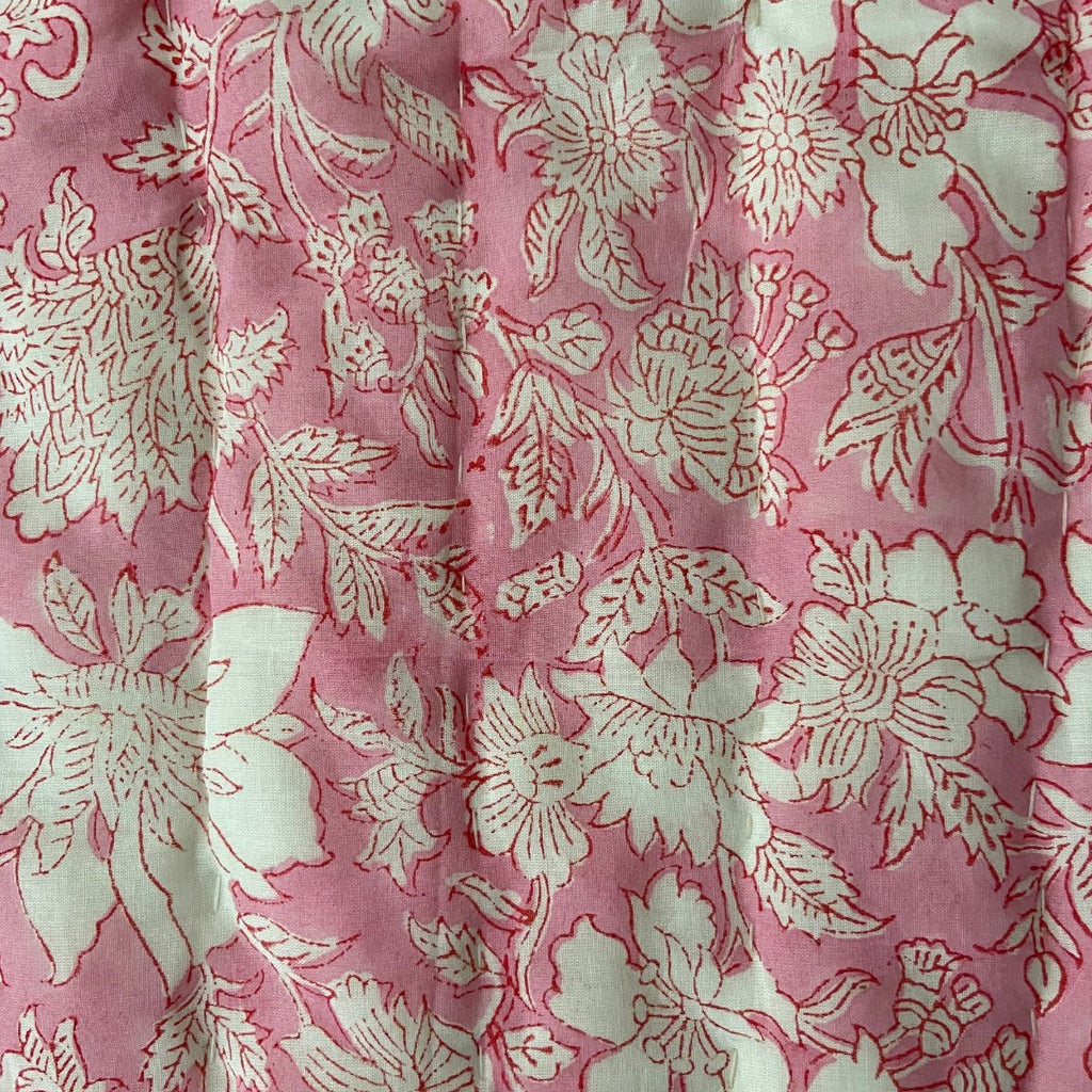 Indian Hand Block Print Cotton Quilt - Pink and Red Ruffle - RhoolQuiltRhoolIndian Hand Block Print Cotton Quilt - Pink and Red Ruffle
