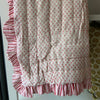 Indian Hand Block Print Cotton Quilt - Pink and Red Ruffle - RhoolQuiltRhoolIndian Hand Block Print Cotton Quilt - Pink and Red Ruffle