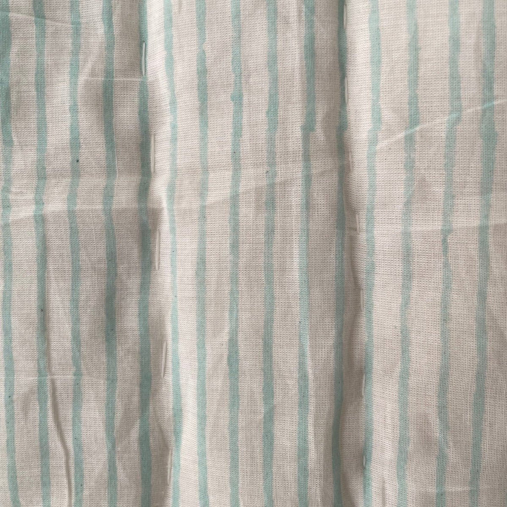 Indian Hand Block Print Cotton Quilt - Pink Flower/Blue Stripe - RhoolQuiltRhoolIndian Hand Block Print Cotton Quilt - Pink Flower/Blue Stripe