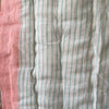 Indian Hand Block Print Cotton Quilt - Pink Flower/Blue Stripe - RhoolQuiltRhoolIndian Hand Block Print Cotton Quilt - Pink Flower/Blue Stripe