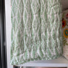 Indian Hand Block Print Cotton Quilt - Pink Flower/Green Ikat - RhoolQuiltRhoolIndian Hand Block Print Cotton Quilt - Pink Flower/Green Ikat