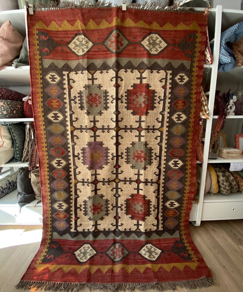 Jute and Wool Kilim Rug - RhoolRugKilimJute and Wool Kilim Rug