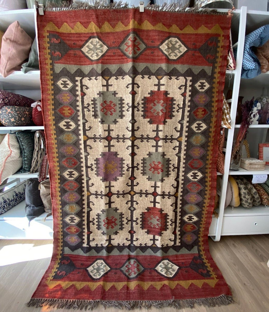 Jute and Wool Kilim Rug - RhoolRugKilimJute and Wool Kilim Rug