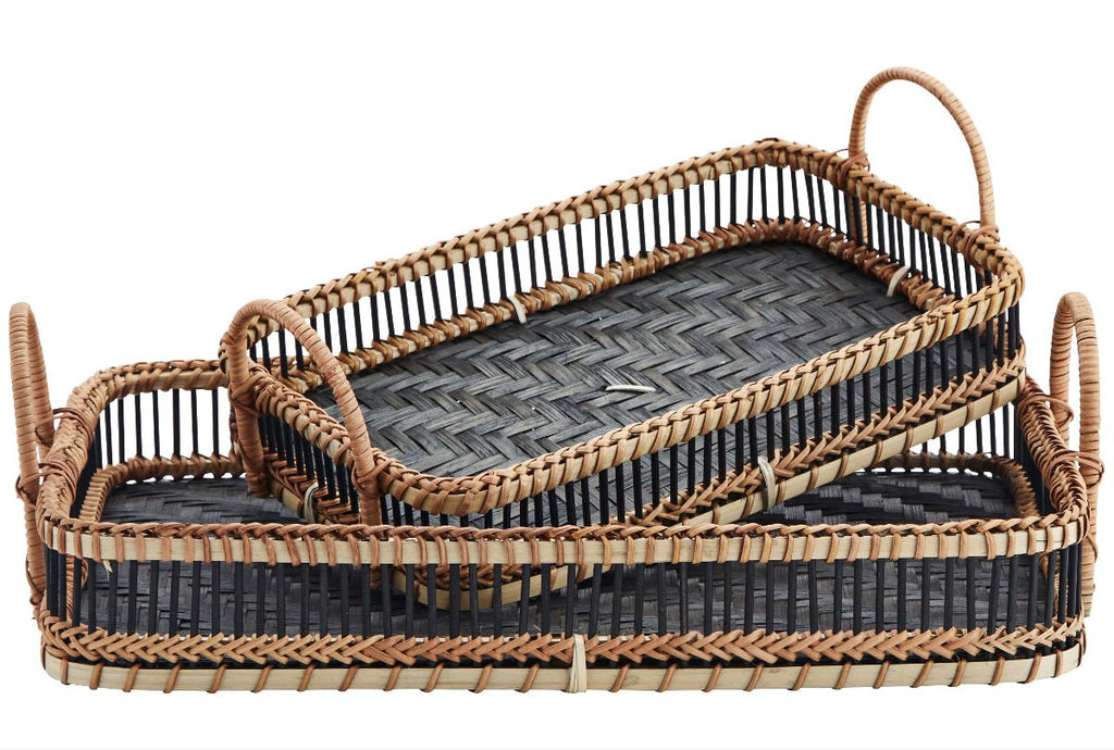 Madam Stoltz Black and Natural Bamboo Tray - RhoolTrayMadam StoltzMadam Stoltz Black and Natural Bamboo Tray