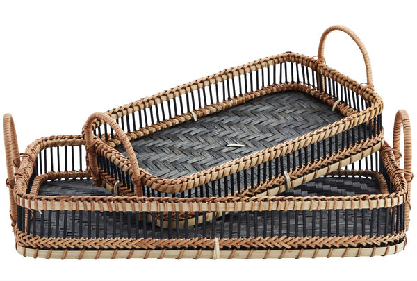 Madam Stoltz Black and Natural Bamboo Tray - RhoolTrayMadam StoltzMadam Stoltz Black and Natural Bamboo Tray