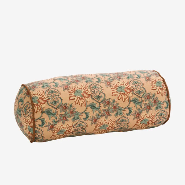 Madam Stoltz - Bolster Cushion - Peach, sea green, brown, sand - RhoolCushionMadam StoltzMadam Stoltz - Bolster Cushion - Peach, sea green, brown, sand