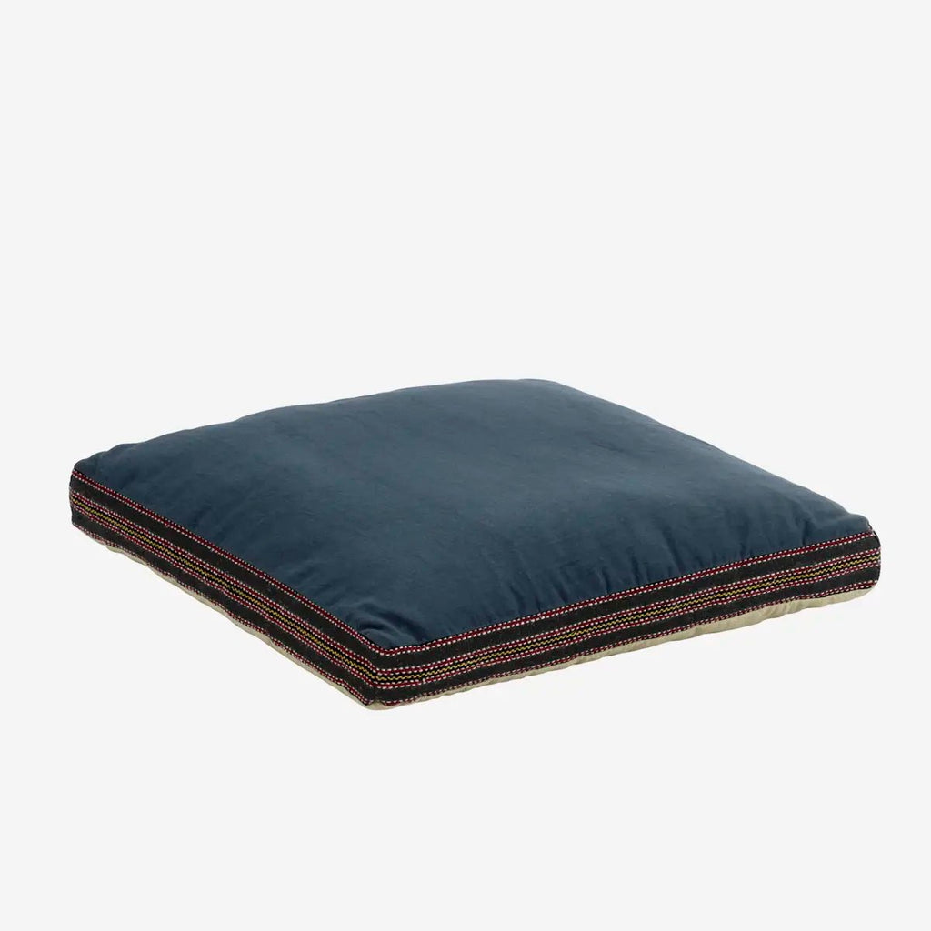 Madam Stoltz - Chair Seat Cushion Pad - Blue, sand, black - 50cm x 50cm - RhoolChair & Sofa CushionsMadam StoltzMadam Stoltz - Chair Seat Cushion Pad - Blue, sand, black - 50cm x 50cm