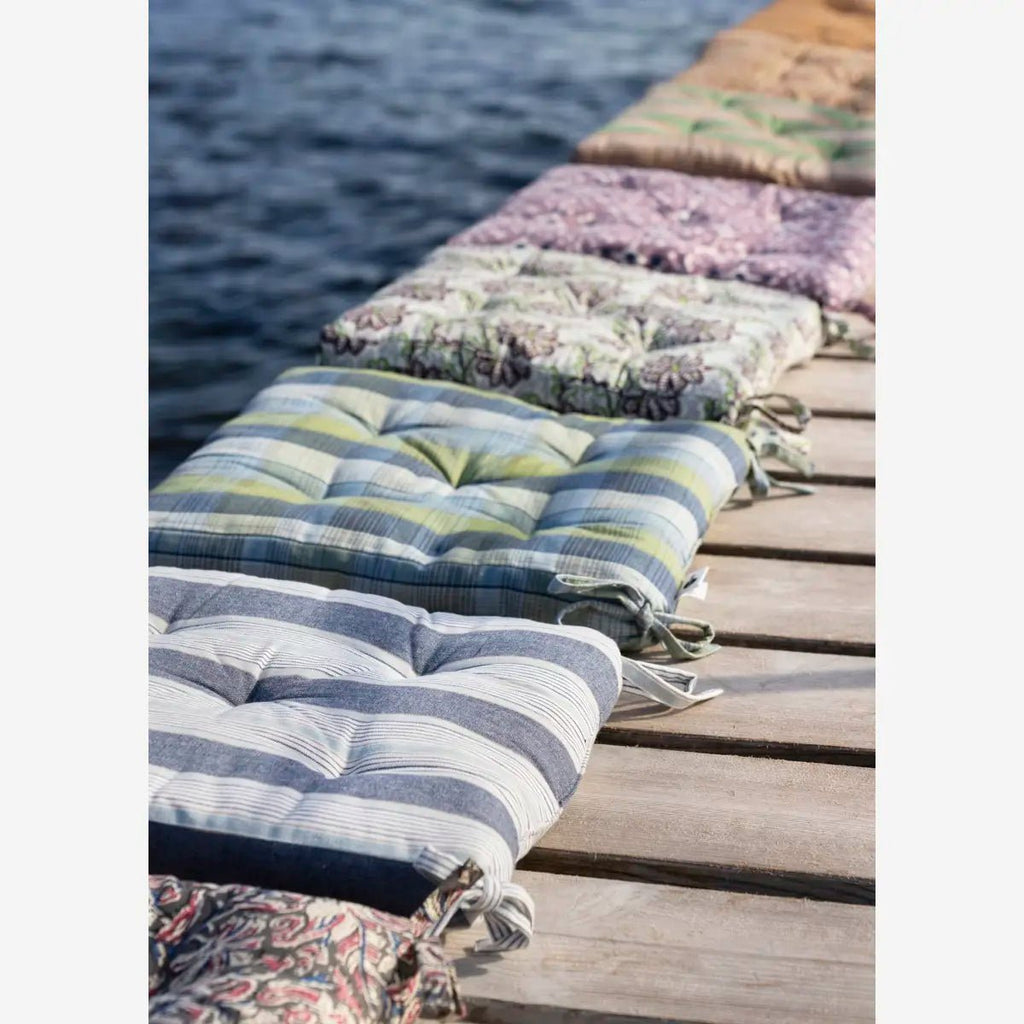 Madam Stoltz - Chair Seat Cushion Pad - Blue, white, grey - RhoolChair & Sofa CushionsMadam StoltzMadam Stoltz - Chair Seat Cushion Pad - Blue, white, grey