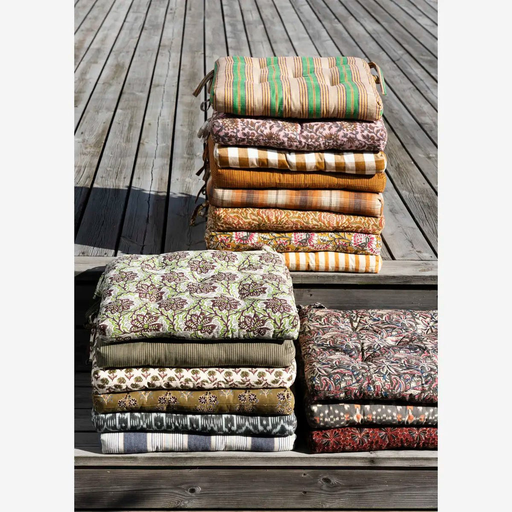 Madam Stoltz - Chair Seat Cushion Pad - Brown, green, off white - RhoolChair & Sofa CushionsMadam StoltzMadam Stoltz - Chair Seat Cushion Pad - Brown, green, off white
