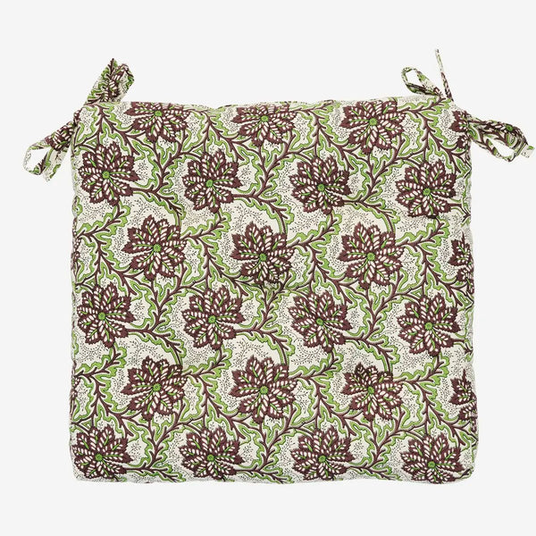 Madam Stoltz - Chair Seat Cushion Pad - Brown, green, off white - RhoolChair & Sofa CushionsMadam StoltzMadam Stoltz - Chair Seat Cushion Pad - Brown, green, off white