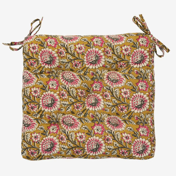 Madam Stoltz - Chair Seat Cushion Pad - Mustard, off white, grey, raspberry - RhoolChair & Sofa CushionsMadam StoltzMadam Stoltz - Chair Seat Cushion Pad - Mustard, off white, grey, raspberry