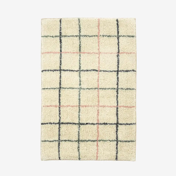 Madam Stoltz Checked Tufted Bath Mat - Off white, pink, light blue, grey - RhoolBath MattMadam StoltzMadam Stoltz Checked Tufted Bath Mat - Off white, pink, light blue, grey