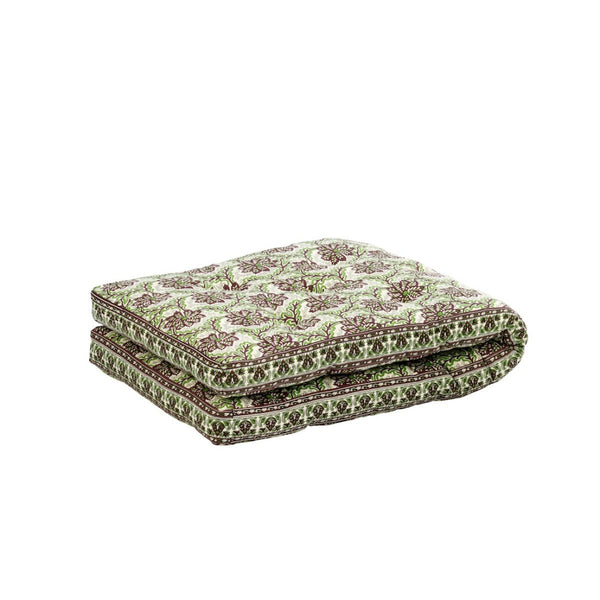 Madam Stoltz - Cotton Bench Cushion - Off white, brown, green - 125cm x 45cm - RhoolMattressMadam StoltzMadam Stoltz - Cotton Bench Cushion - Off white, brown, green - 125cm x 45cm
