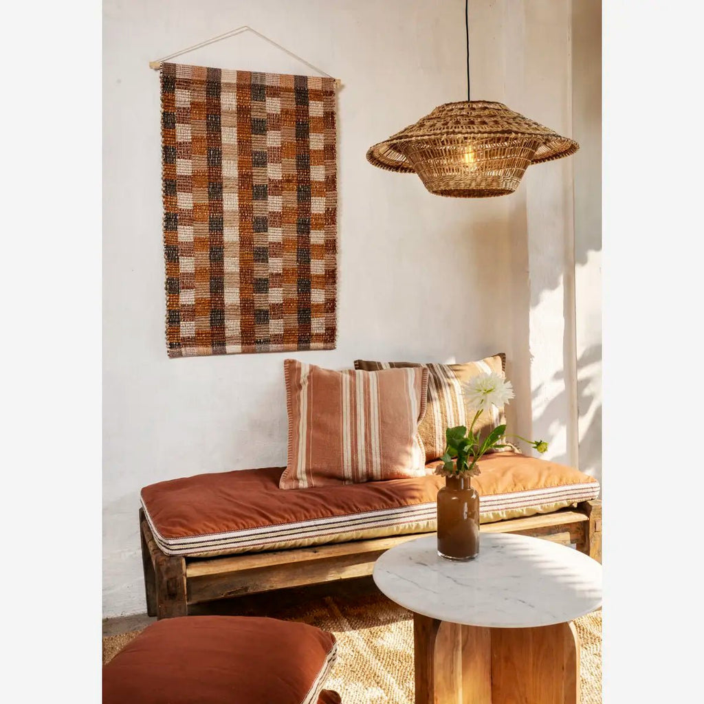 Madam Stoltz - Cotton Bench Cushion - Rust, sand, off white - 140cm x 60cm - RhoolMattressMadam StoltzMadam Stoltz - Cotton Bench Cushion - Rust, sand, off white - 140cm x 60cm
