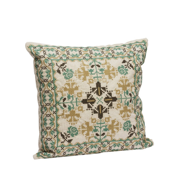 Madam Stoltz Embroidered Cushion Cover - Green - RhoolCushionMadam StoltzMadam Stoltz Embroidered Cushion Cover - Green