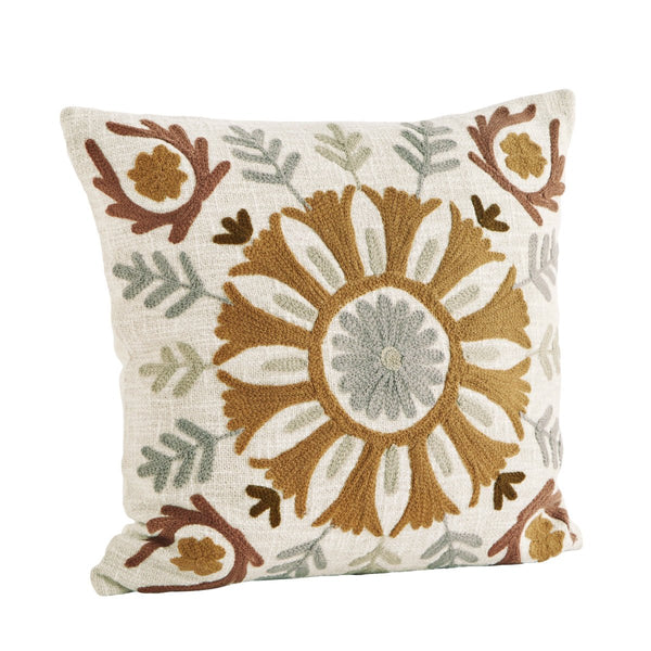 Madam Stoltz Embroidered Suzani Cushion Cover - Brown - RhoolCushionMadam StoltzMadam Stoltz Embroidered Suzani Cushion Cover - Brown