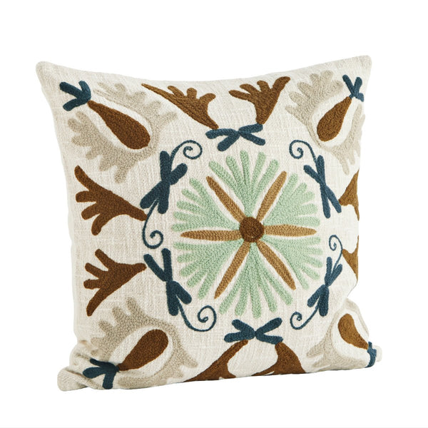 Madam Stoltz Embroidered Suzani Cushion Cover - Green - RhoolCushionMadam StoltzMadam Stoltz Embroidered Suzani Cushion Cover - Green
