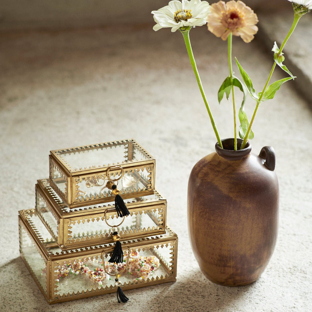 Madam Stoltz Glass and Brass Decorative Trinket Box - RhoolBoxMadam StoltzMadam Stoltz Glass and Brass Decorative Trinket Box