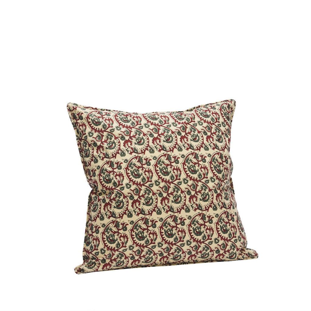 Madam Stoltz Patterned Cotton Cushion Cover - Sand and Khaki - RhoolCushionMadam StoltzMadam Stoltz Patterned Cotton Cushion Cover - Sand and Khaki