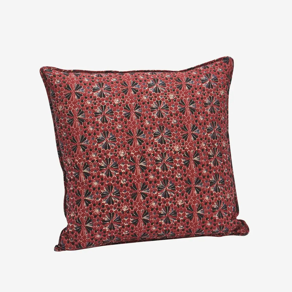 Madam Stoltz Patterned Cotton Cushion Cover - Syrah, black, charcoal, beige - RhoolCushionMadam StoltzMadam Stoltz Patterned Cotton Cushion Cover - Syrah, black, charcoal, beige