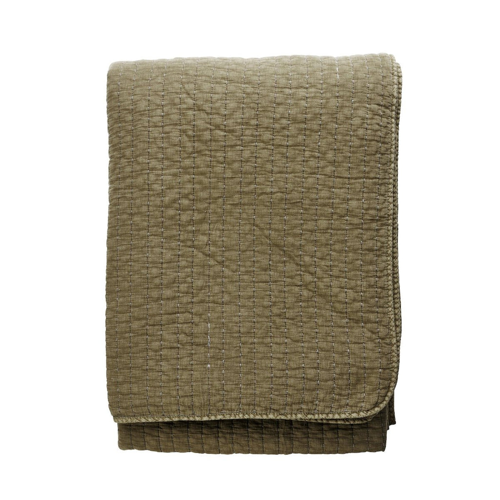 Madam Stoltz Quilted Cotton BedCover - Khaki - RhoolQuiltMadam StoltzMadam Stoltz Quilted Cotton BedCover - Khaki