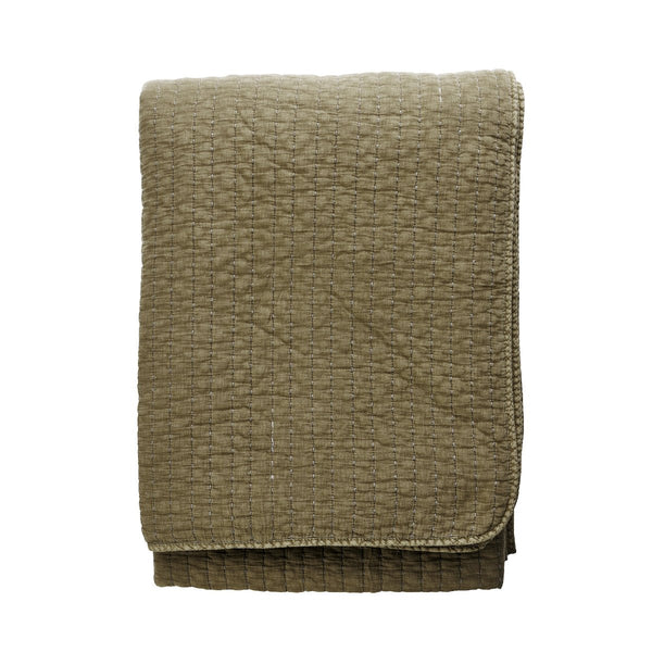 Madam Stoltz Quilted Cotton BedCover - Khaki - RhoolQuiltMadam StoltzMadam Stoltz Quilted Cotton BedCover - Khaki