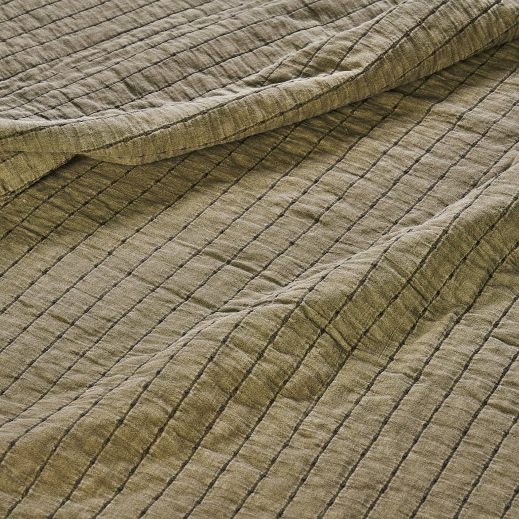 Madam Stoltz Quilted Cotton BedCover - Khaki - RhoolQuiltMadam StoltzMadam Stoltz Quilted Cotton BedCover - Khaki