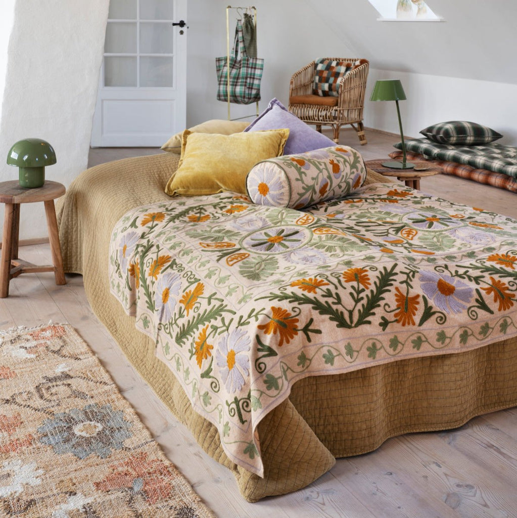 Madam Stoltz Quilted Cotton BedCover - Mustard Gold - RhoolQuiltMadam StoltzMadam Stoltz Quilted Cotton BedCover - Mustard Gold