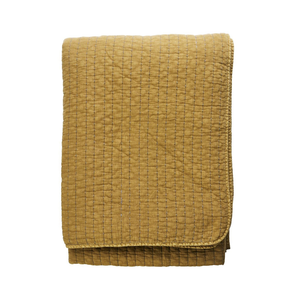 Madam Stoltz Quilted Cotton BedCover - Mustard Gold - RhoolQuiltMadam StoltzMadam Stoltz Quilted Cotton BedCover - Mustard Gold
