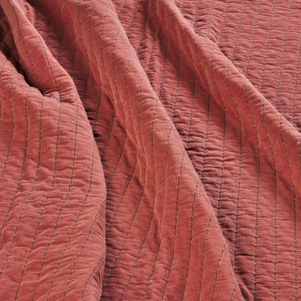 Madam Stoltz Quilted Cotton BedCover - Red Brick - RhoolQuiltMadam StoltzMadam Stoltz Quilted Cotton BedCover - Red Brick