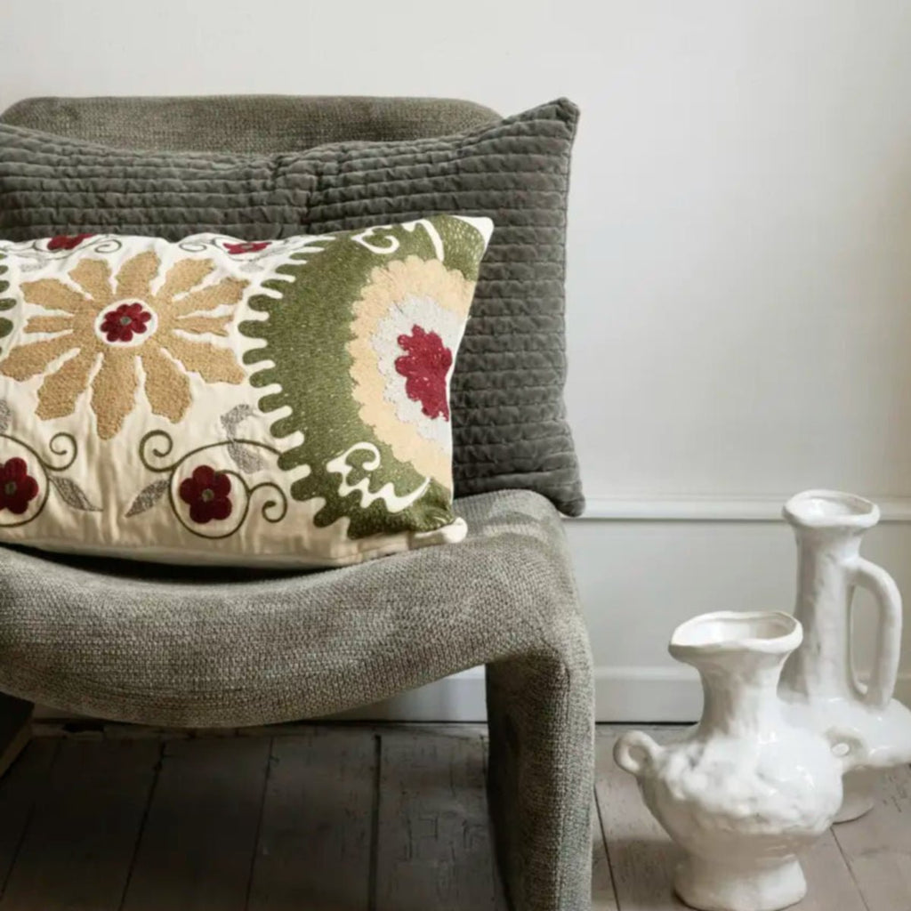 Madam Stoltz Quilted Velvet Rectangular Cushion Cover - Dusty Green - RhoolCushionMadam StoltzMadam Stoltz Quilted Velvet Rectangular Cushion Cover - Dusty Green