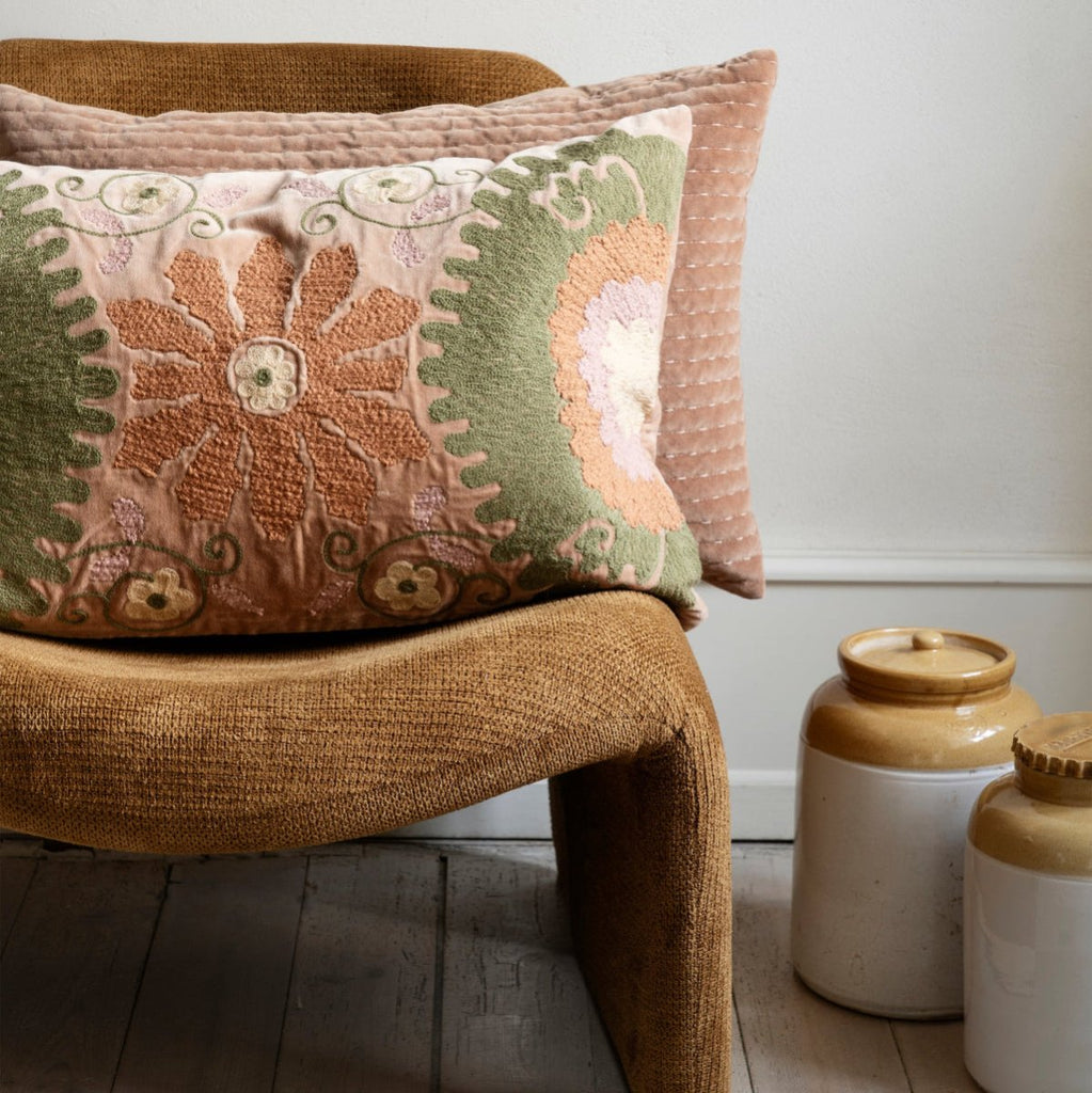 Madam Stoltz Quilted Velvet Rectangular Cushion Cover - Dusty rose - RhoolCushionMadam StoltzMadam Stoltz Quilted Velvet Rectangular Cushion Cover - Dusty rose
