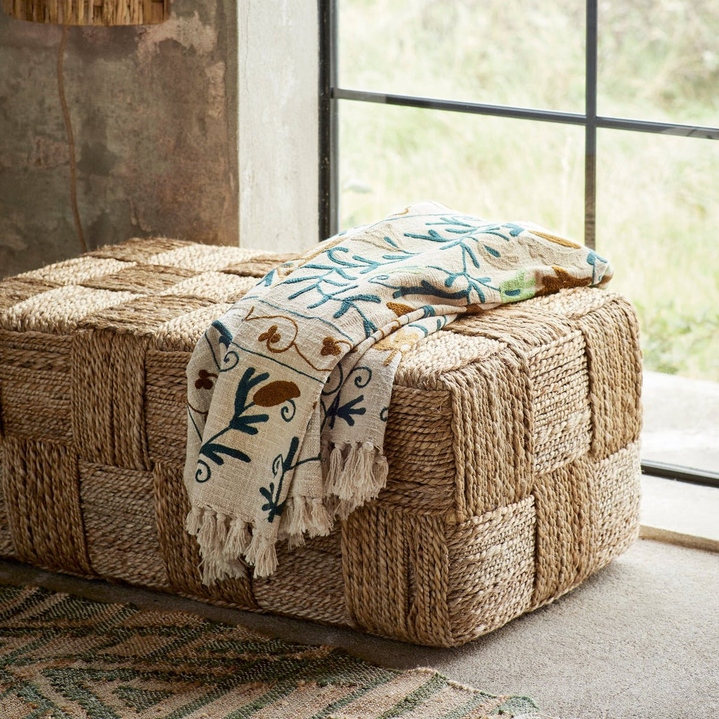 Madam Stoltz Rectangular Jute Ottoman - RhoolPoufMadam StoltzMadam Stoltz Rectangular Jute Ottoman