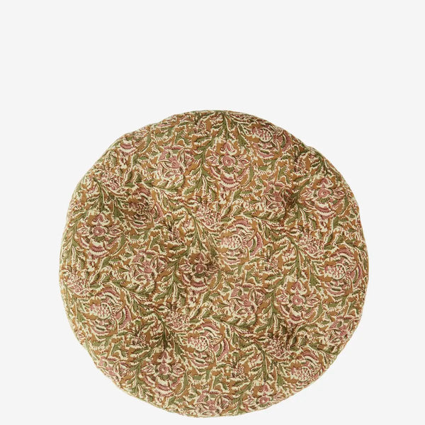 Madam Stoltz - Round Chair Seat Cushion Pad - Honey, rose, green, off white - RhoolChair & Sofa CushionsMadam StoltzMadam Stoltz - Round Chair Seat Cushion Pad - Honey, rose, green, off white