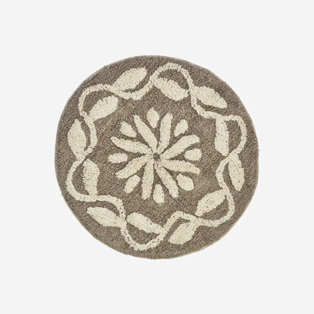 Madam Stoltz Round Tufted Bath Mat - Taupe - RhoolBath MattMadam StoltzMadam Stoltz Round Tufted Bath Mat - Taupe