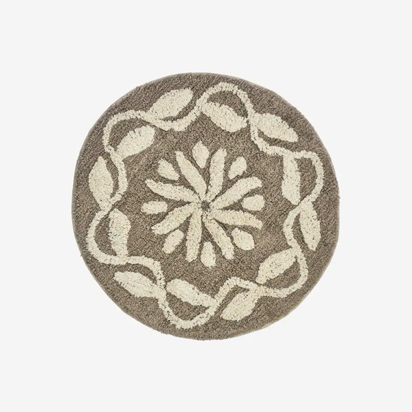 Madam Stoltz Round Tufted Bath Mat - Taupe - RhoolBath MattMadam StoltzMadam Stoltz Round Tufted Bath Mat - Taupe