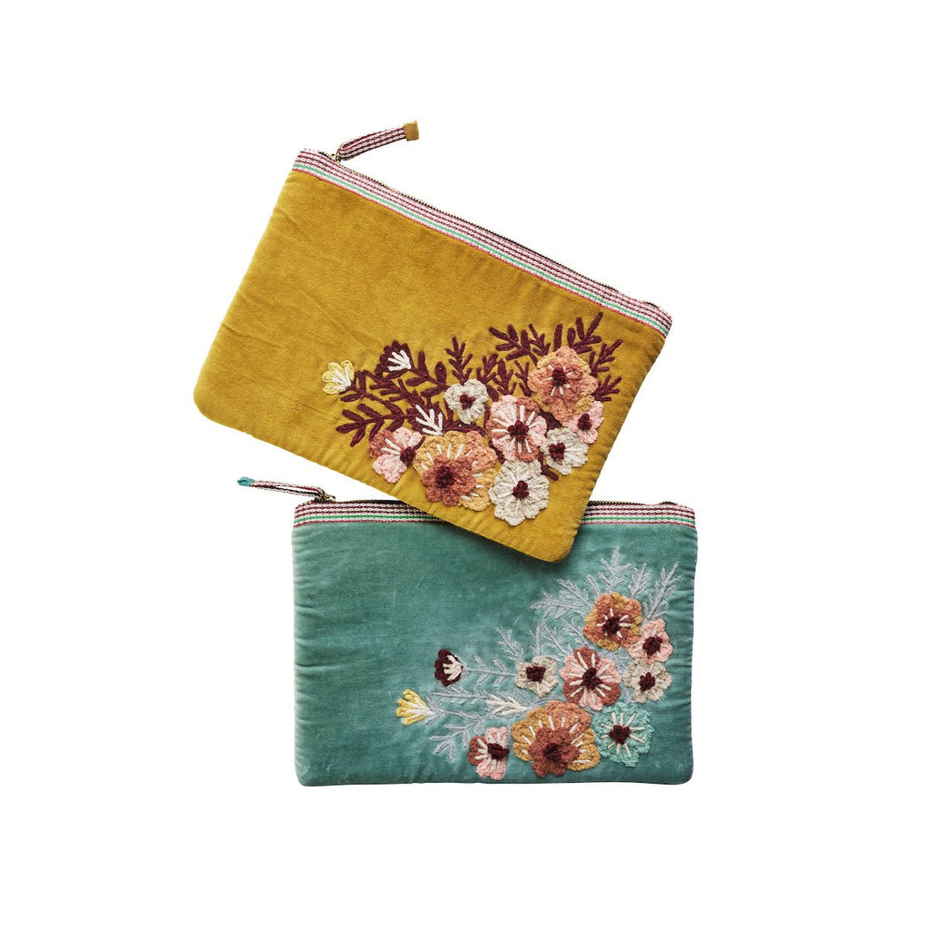 Madam Stoltz Velvet Embroidered Ipad Case - 4 Colours - RhoolLaptop CaseMadam StoltzMadam Stoltz Velvet Embroidered Ipad Case - 4 Colours