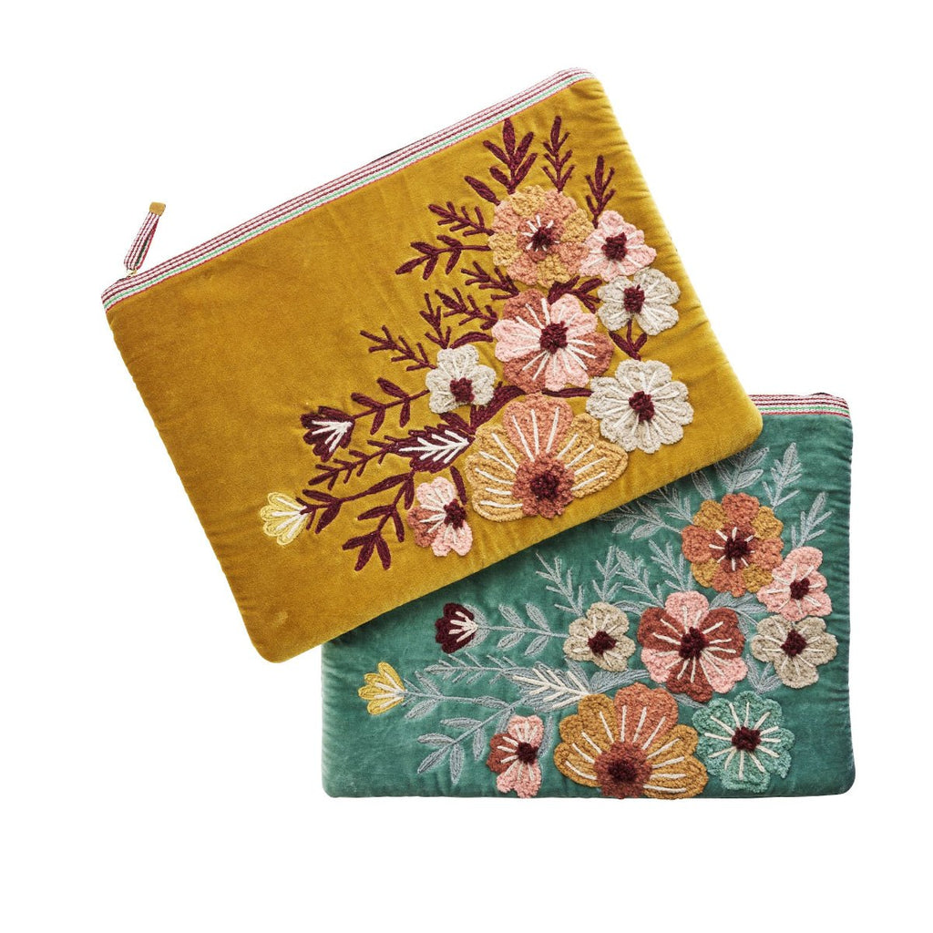 Madam Stoltz Velvet Embroidered Laptop Case - 4 Colours - RhoolLaptop CaseMadam StoltzMadam Stoltz Velvet Embroidered Laptop Case - 4 Colours