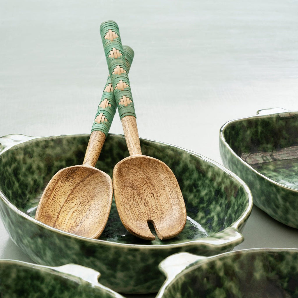 Madam Stoltz Wooden Food Servers - Green - RhoolSalad ServersMadam StoltzMadam Stoltz Wooden Food Servers - Green