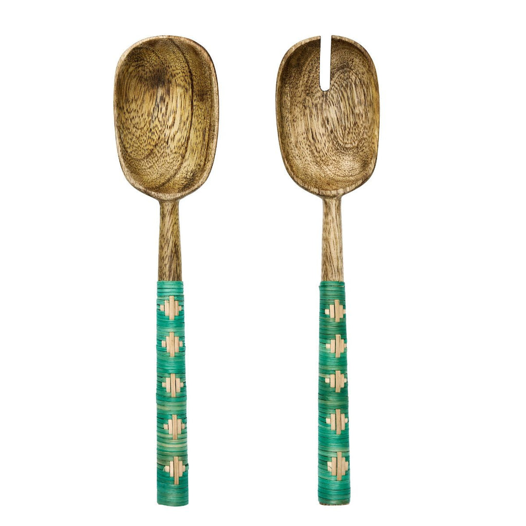 Madam Stoltz Wooden Food Servers - Green - RhoolSalad ServersMadam StoltzMadam Stoltz Wooden Food Servers - Green