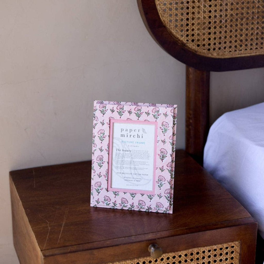 Paper Mirchi Block Printed Photo Frame - Ditsy Floral Blush - RhoolPhoto FramePaper MirchiPaper Mirchi Block Printed Photo Frame - Ditsy Floral Blush